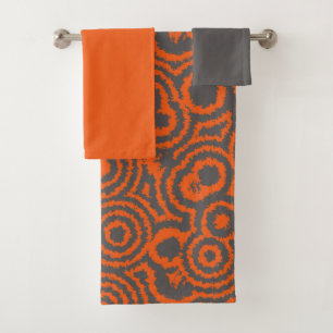 orange and grey abstract bath towel set