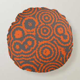 orange and grey abstract round cushion