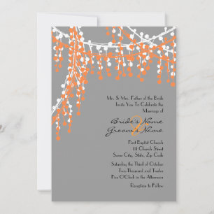 Orange and Grey Beaded Wedding Invitation