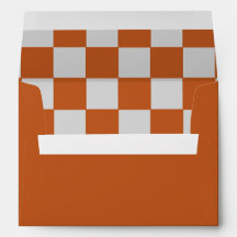 Orange and grey chequered stationary envelope