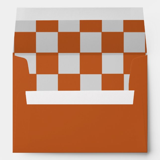 Orange and grey chequered stationary envelope (Back (Bottom))