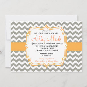 Orange and Grey Chevron Invitation