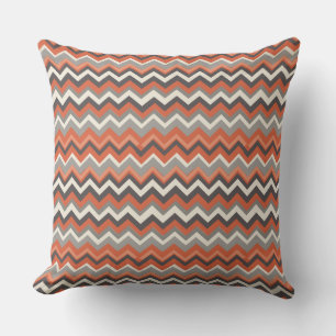 Orange and grey chevron pattern cushion
