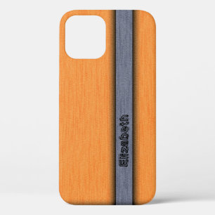 Orange and Grey Fabulous Wood Grain iPhone 12 Pro Case