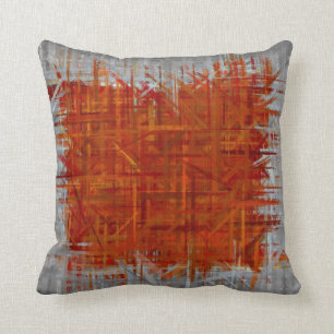 Orange and Grey Fine Art Painting Style Cushion