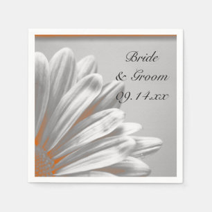 Orange and Grey Floral Highlights Wedding Napkin