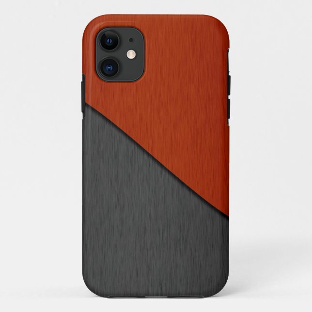 Orange and Grey Stainless Steel Metal Case-Mate iPhone Case (Back)