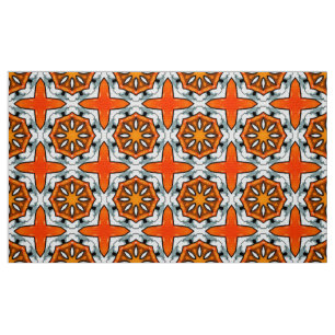 Orange and grey star geometric pattern fabric