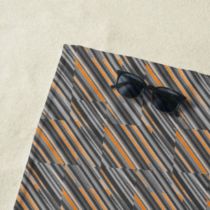 Orange and Grey Stripes Beach Towel