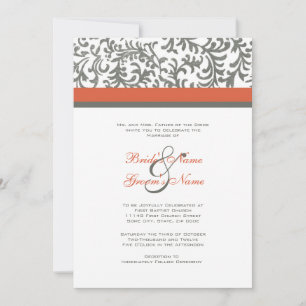 Orange and Grey Wedding Invitation
