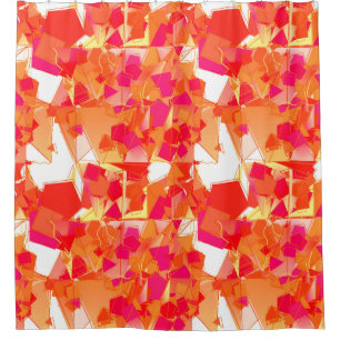 Orange and Hot Pink Abstract Shower Curtain