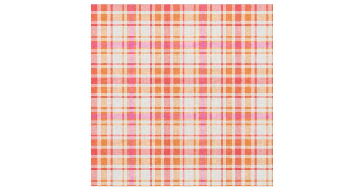 Orange and Hot Pink Fashion Plaid Fabric | Zazzle.co.uk