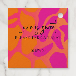 Orange and Hot Pink Gradient Love Is Sweet Favour Tags