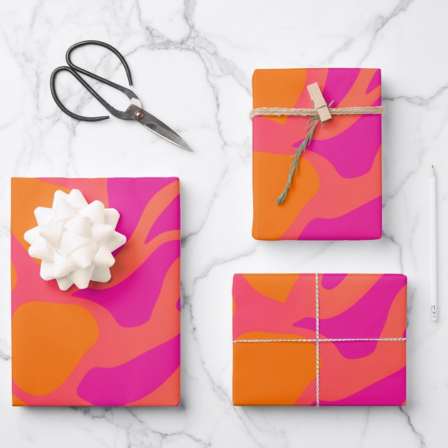 Orange and Hot Pink Gradient Wrapping Paper  (Front)