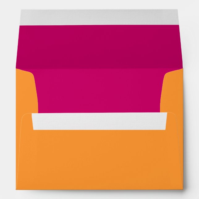 Orange and Hot Pink Return Address Wedding Envelopes (Back (Bottom))