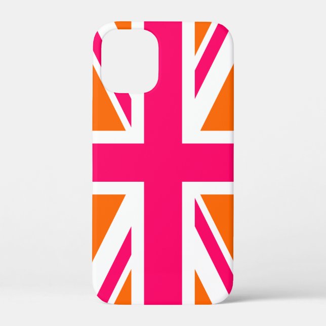 Orange and Hot Pink Union Jack Case-Mate iPhone Case (Back)
