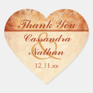 Orange and Ivory Floral Wedding Favour Sticker