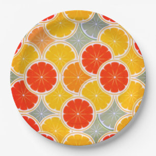 Orange and Lemon Slices Party Paper Plate