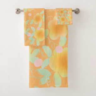 Orange and Mint Green Bath Towel Set