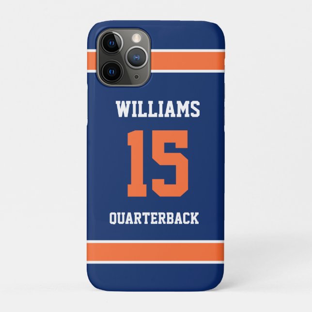 Orange and Navy Blue Football Case-Mate iPhone Case (Back)