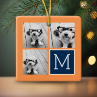 Orange and Navy Instagram Photo Collage Monogram