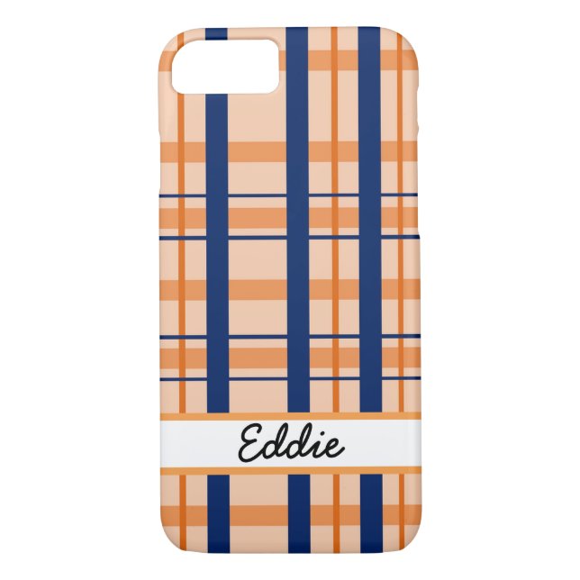 Orange and Navy Plaid Case-Mate iPhone Case (Back)