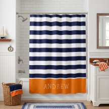 Orange and Navy Stripes Monogram