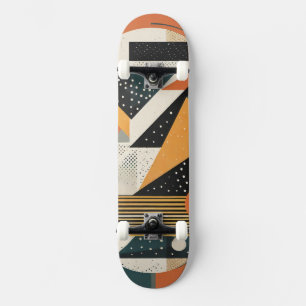 Orange and ochre geometric shapes skateboard
