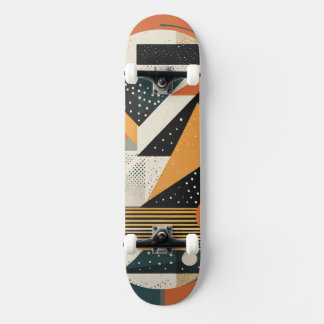 Orange and ochre geometric shapes skateboard