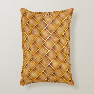 Orange and ochre squares with abstract chess throw decorative cushion