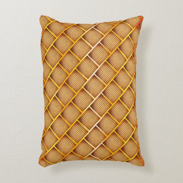 Orange and ochre squares with abstract chess throw decorative cushion (Front(Vertical))