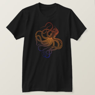 Orange And Octopus Vintage Illustration T-Shirt
