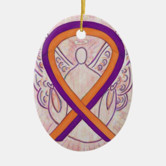 Orange and Orchid Awareness Ribbon Angel Ornament (Front)