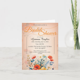 Orange and pastel colors with painted flowers desi invitation
