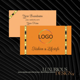 Orange and Peach with Logo Gold Decor Professional Business Card