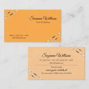 Orange and Peach with Silver Lines Classy Elegant Business Card