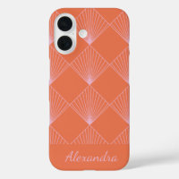 Orange and Pink Art Deco Line Pattern Personalised