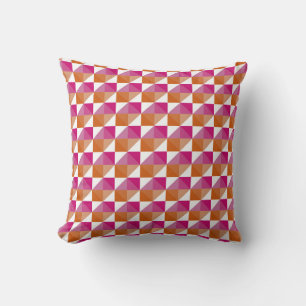 Orange and Pink Checkerboard Cushion