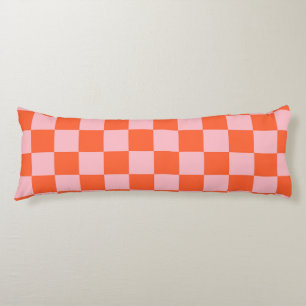 Orange and Pink Chequerboard Pattern Body Cushion