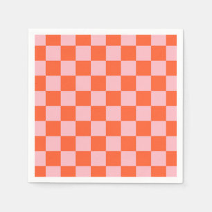 Orange and Pink Chequerboard Pattern Napkin