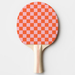 Orange and Pink Chequerboard Pattern Ping Pong Paddle