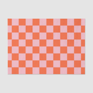 Orange and Pink Chequerboard Pattern Tissue Paper