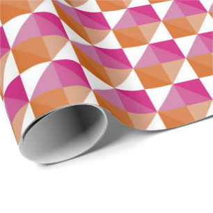 Orange and Pink Chequerboard Wrapping Paper