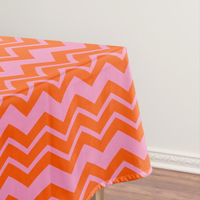 Orange and Pink Chevron Pattern Design  Tablecloth (In Situ)