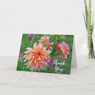 Orange and Pink Dahlia Flower Birthday Thank You Card