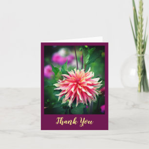 Orange and Pink Dahlia Flower Thank You Card