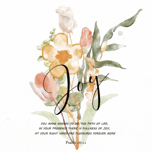 Orange and pink floral joy magnet photo sculpture magnet (Front)