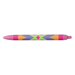 orange and pink floral shapes illustration black ink pen