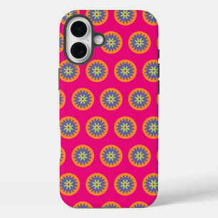 orange and pink floral shapes illustration iPhone 16 plus case