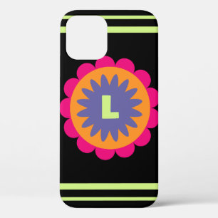 orange and pink floral shapes illustration iPhone 12 case